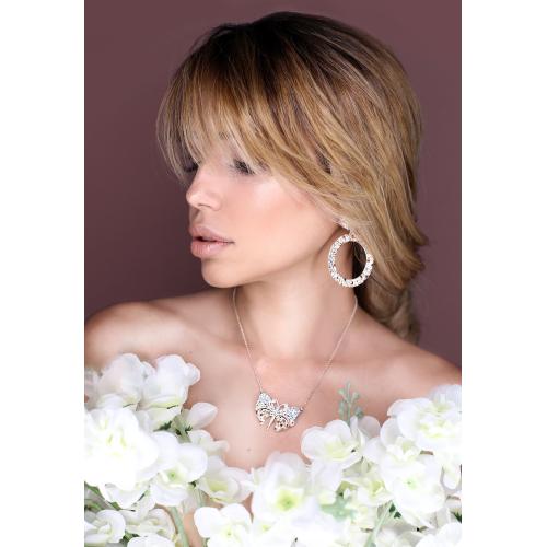 Сребърен медальон Annabella с кристали от Sw® Jet and Emerald