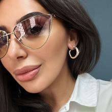 Сребърни обеци с кристали от Sw® SO342 Peach Gold
