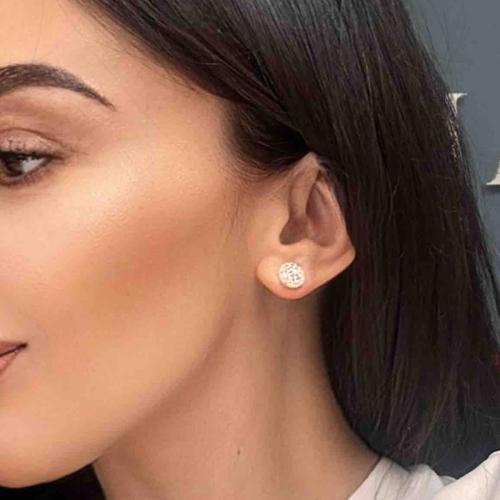 Сребърни Полутопчета С Кристали От Sw® Bold Rose 9 мм