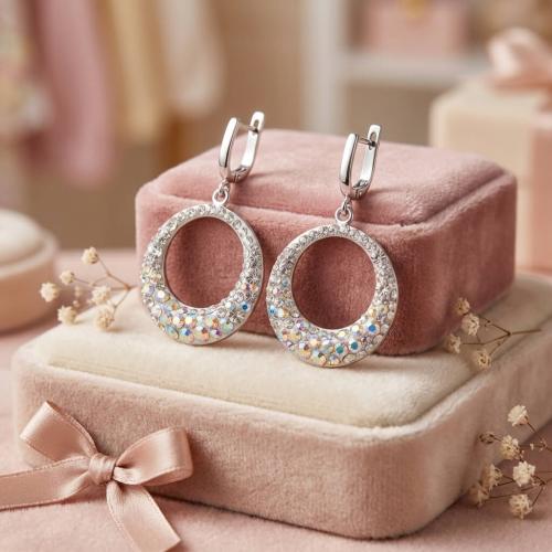 Сребърни обеци  с кристали От Sw® SO106