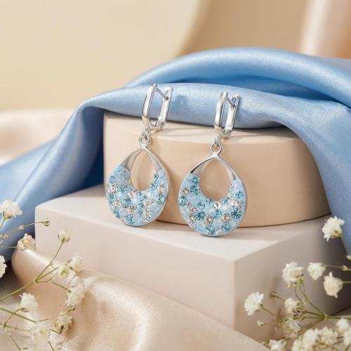 Сребърни обеци  с кристали От Sw® SO108 Deep Blue