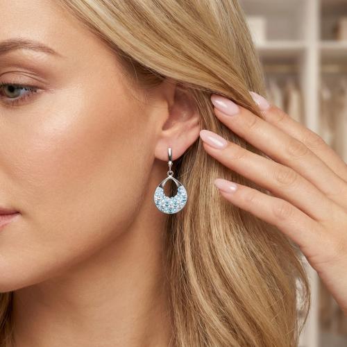 Сребърни обеци  с кристали От Sw® SO108 Deep Blue