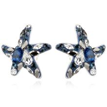 Сребърни Обеци Морски звезди Blue Marquise