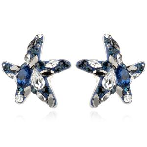 Сребърни Обеци Морски звезди Blue Marquise