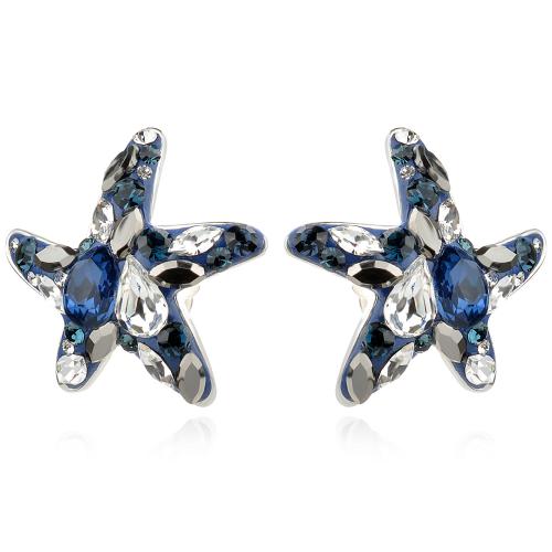 Сребърни Обеци Морски звезди Blue Marquise