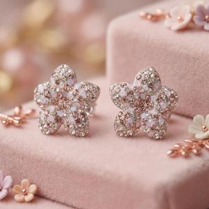 Сребърни обеци цветя Kate с кристали от Sw®