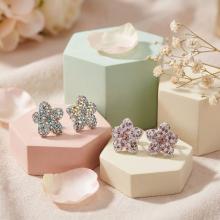 Сребърни обеци цветя Kate с кристали от Sw®