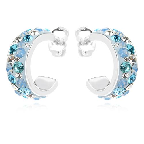 Сребърни обеци халки Georgia с кристали от Sw® Deep Blue