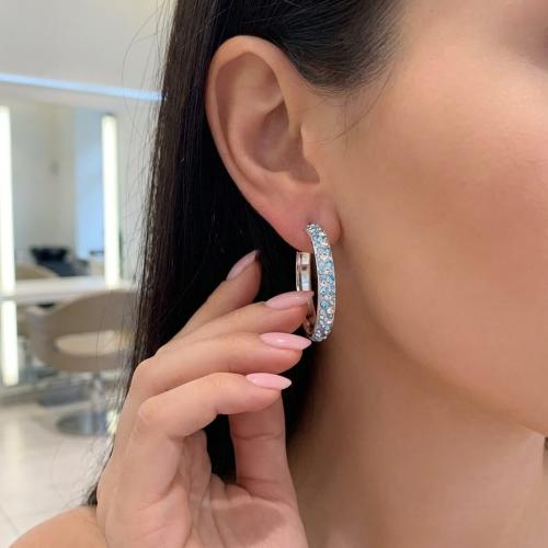 Сребърни обеци Amara с кристали от Sw® Deep Blue