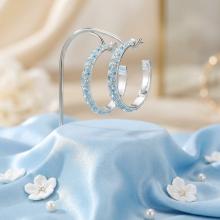 Сребърни обеци Amara с кристали от Sw® Deep Blue