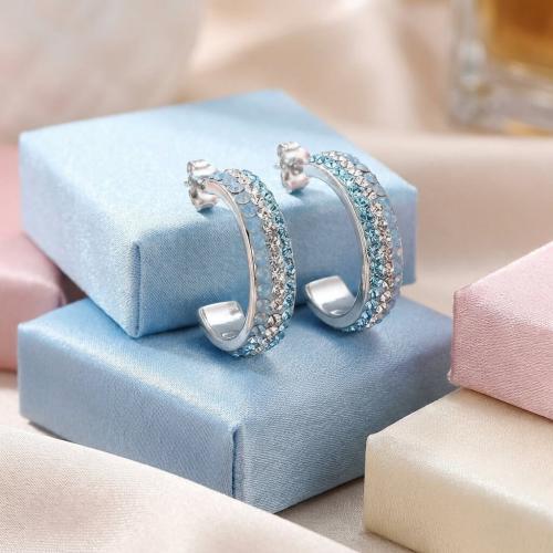 Сребърни обеци Florida с кристали от Sw® Crystal Aquamarine and Blue Opal