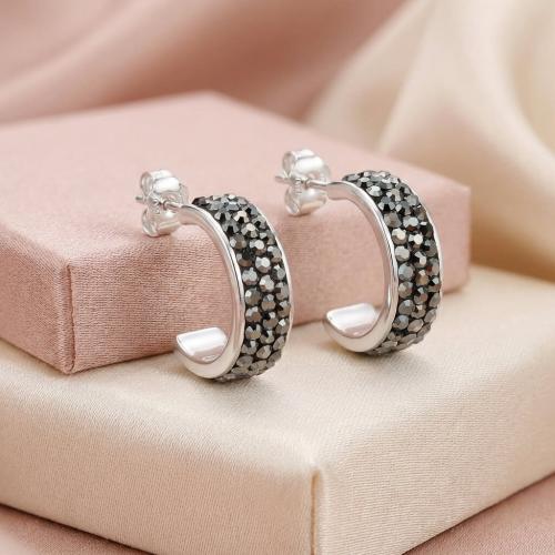 Сребърни обеци Florida с кристали от Sw® Hematite