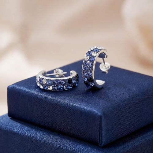 Сребърни обеци Florida с кристали от Sw® Crystal, Tanzanite and Hematite