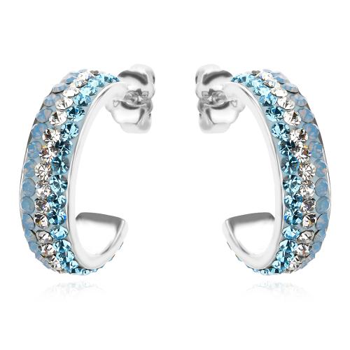 Сребърни обеци Florida с кристали от Sw® Cryastal Aquamarine and Blue Opal