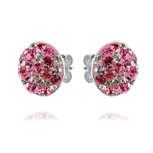 Сребърни обеци с кристали от Sw® Кръговрат Rose Shade