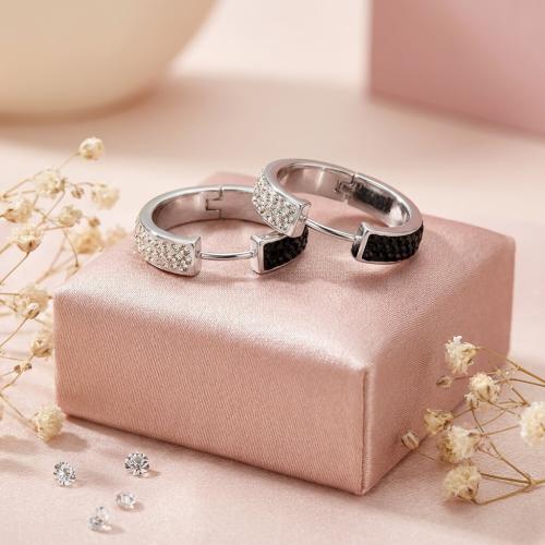 Сребърни обеци Miami с кристали от Sw® Black and White