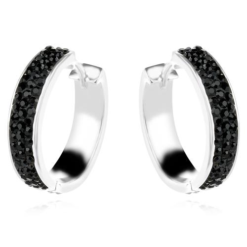 Сребърни обеци Miami с кристали от Sw® Black and White