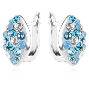 Сребърни обеци с кристали от Sw® SO319 Deep Blue