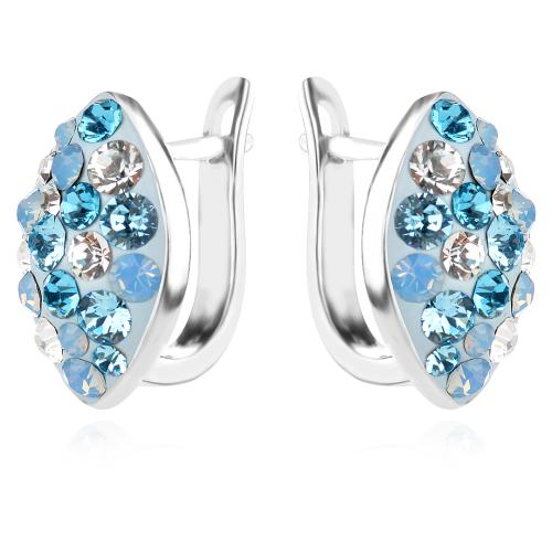 Сребърни обеци с кристали от Sw® SO319 Deep Blue