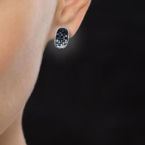 Сребърни обеци с кристали от Sw® SO320 Jet, Hematite and Crystal