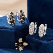 Сребърни обеци Oval с кристали Crystal