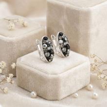 Сребърни обеци Oval с кристали Crystal