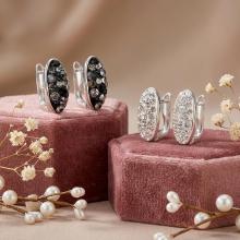 Сребърни обеци Oval с кристали Crystal