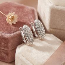 Сребърни обеци Oval с кристали Crystal