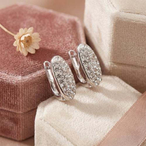 Сребърни обеци Oval с кристали Crystal