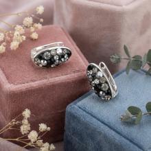 Сребърни обеци Oval с кристали Crystal