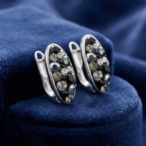 Сребърни обеци Oval с кристали Late Night