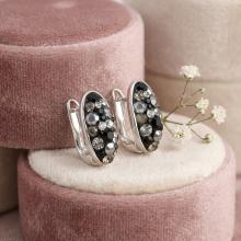 Сребърни обеци Oval с кристали Crystal