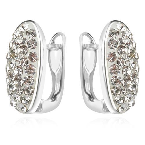 Сребърни обеци Oval с кристали Crystal