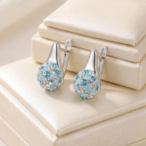 Сребърни обеци Daisy с кристали от Sw® Deep Blue