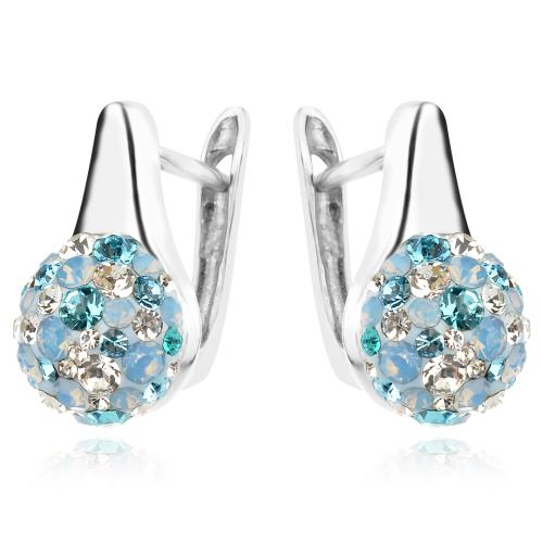 Сребърни обеци Daisy с кристали от Sw® Deep Blue