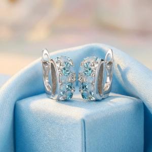 Сребърни обеци Ella с кристали от Sw® Deep Blue