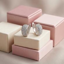 Сребърни обеци Ella с кристали от Sw® Peach Gold