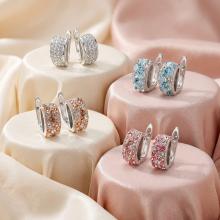 Сребърни обеци Ella с кристали от Sw® Peach Gold