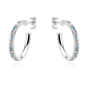 Сребърни обеци с кристали от Sw® Celeste Deep Blue