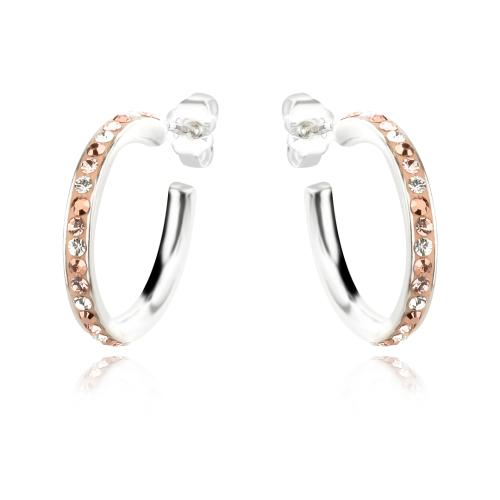 Сребърни обеци с кристали от Sw® Celeste Peach Gold
