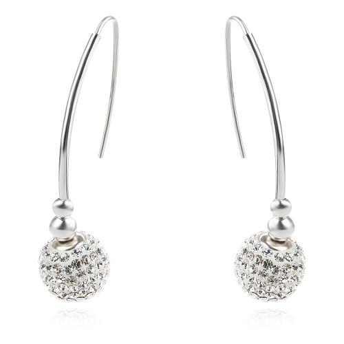 Сребърни обеци Сфера с кристали от Sw® Crystal
