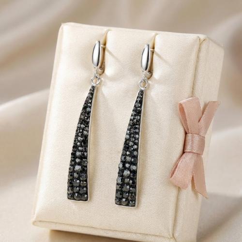 Сребърни обеци с кристали от Sw® SO332 Hematite