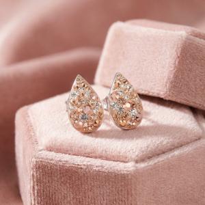 Сребърни обеци Капка с кристали от Sw® SO334 Peach Gold