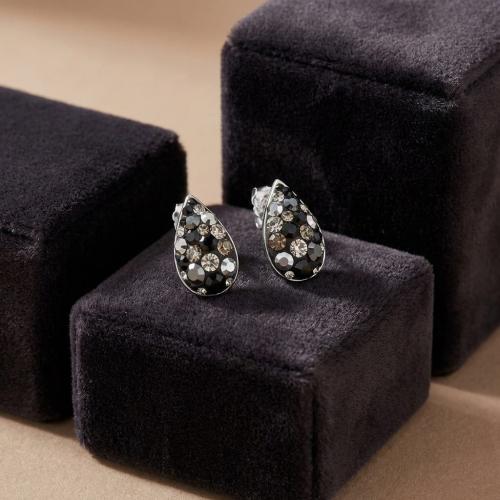 Сребърни обеци Капка с кристали от Sw® Late Night