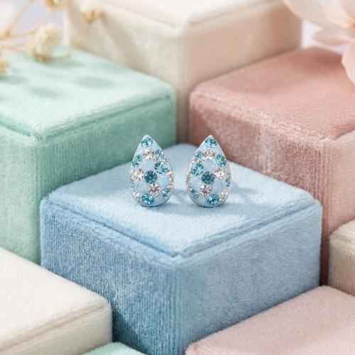 Сребърни обеци Капка с кристали от Sw® Deep Blue