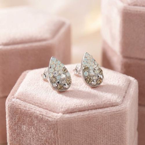 Сребърни обеци Капка с кристали от Sw® SO334 Silver Shade