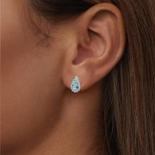 Сребърни обеци Капка с кристали от Sw® Deep Blue