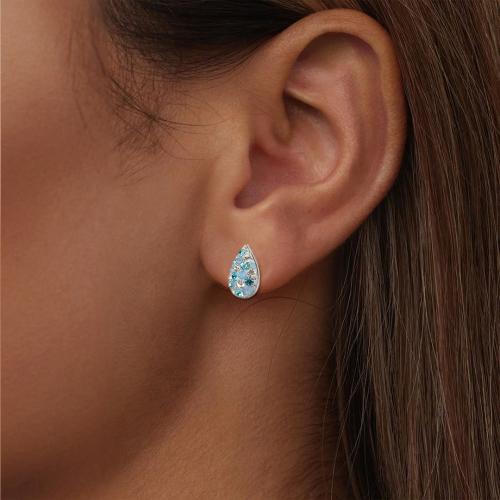 Сребърни обеци Капка с кристали от Sw® Deep Blue