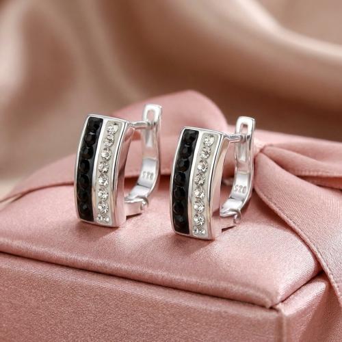 Сребърни обеци Hali с кристали от Sw® Crystal and Jet