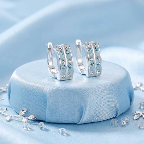 Сребърни обеци Hali с кристали от Sw® Deep Blue